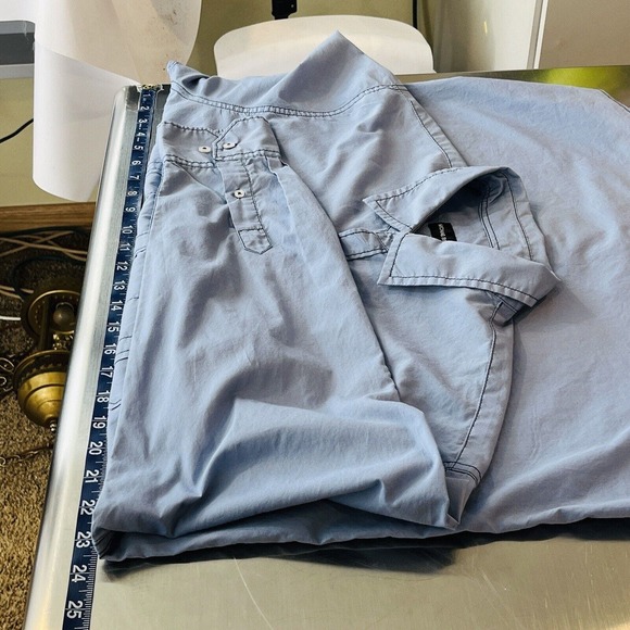 Mens XL Michael Brandon Light Blue Button Shirt Roll Tab Long Sleeves Casual - Picture 6 of 7